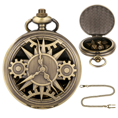 DIEACE D&D Gear Hollow Pocket Watch Metal Dice Set