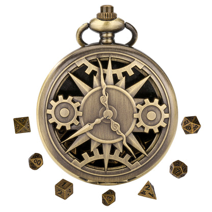 DIEACE D&D Gear Hollow Pocket Watch Metal Dice Set