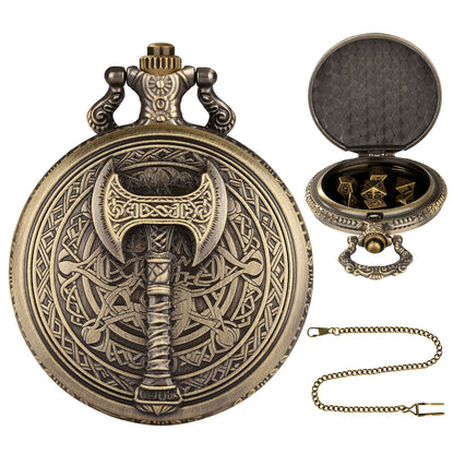 DIEACE D&D War Axe Metal Pocket Watch Dice Set