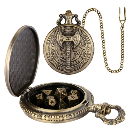 DIEACE D&D War Axe Metal Pocket Watch Dice Set