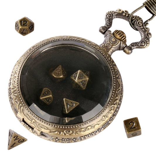 DIEACE D&D Transparent Glass Pocket Watch Metal Dice Set