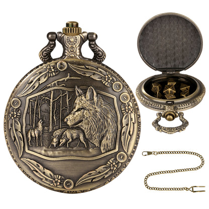 DIEACE D&D Wolf Design Metal Pocket Watch Dice
