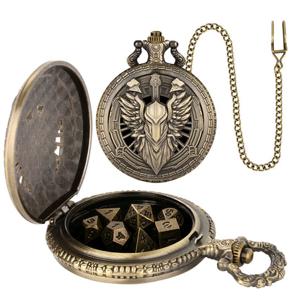 DIEACE D&D Warrior Pocket Watch Metal Dice Set