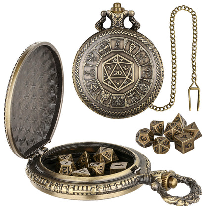 DIEACE D&D Numbered Metal Pocket Watch Dice