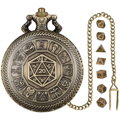 DIEACE D&D Fate Gear Metal Pocket Watch Dice Set