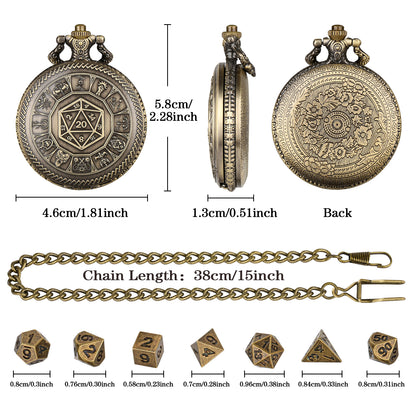 DIEACE D&D Numbered Metal Pocket Watch Dice