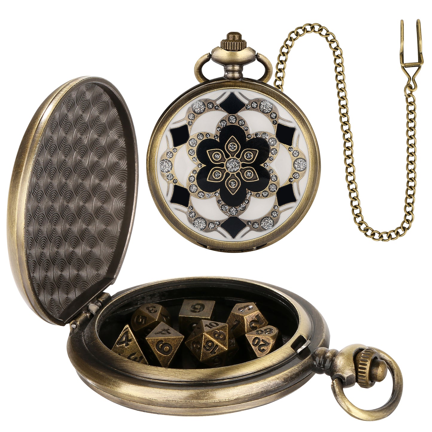 DIEACE D&D Enamel Pocket Watch Metal Dice Set