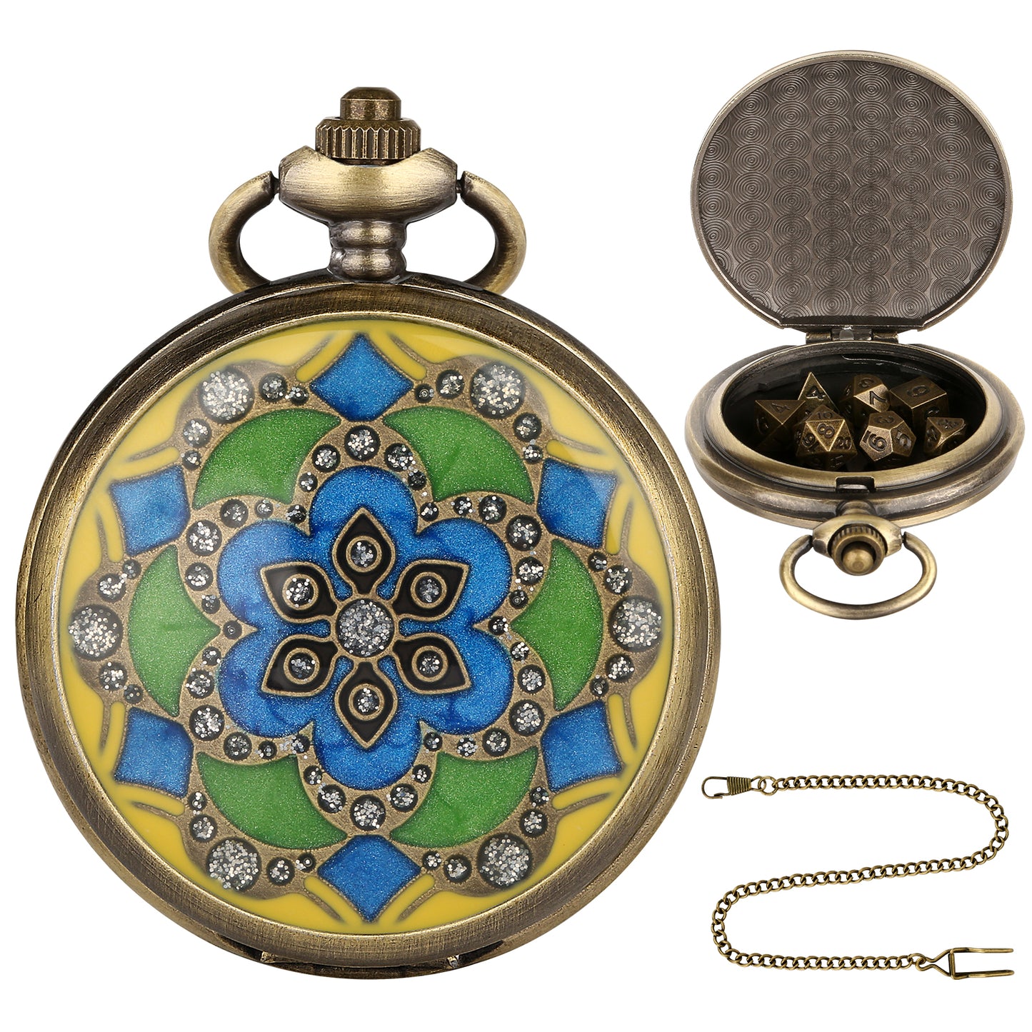 DIEACE D&D Enamel Pocket Watch Metal Dice Set