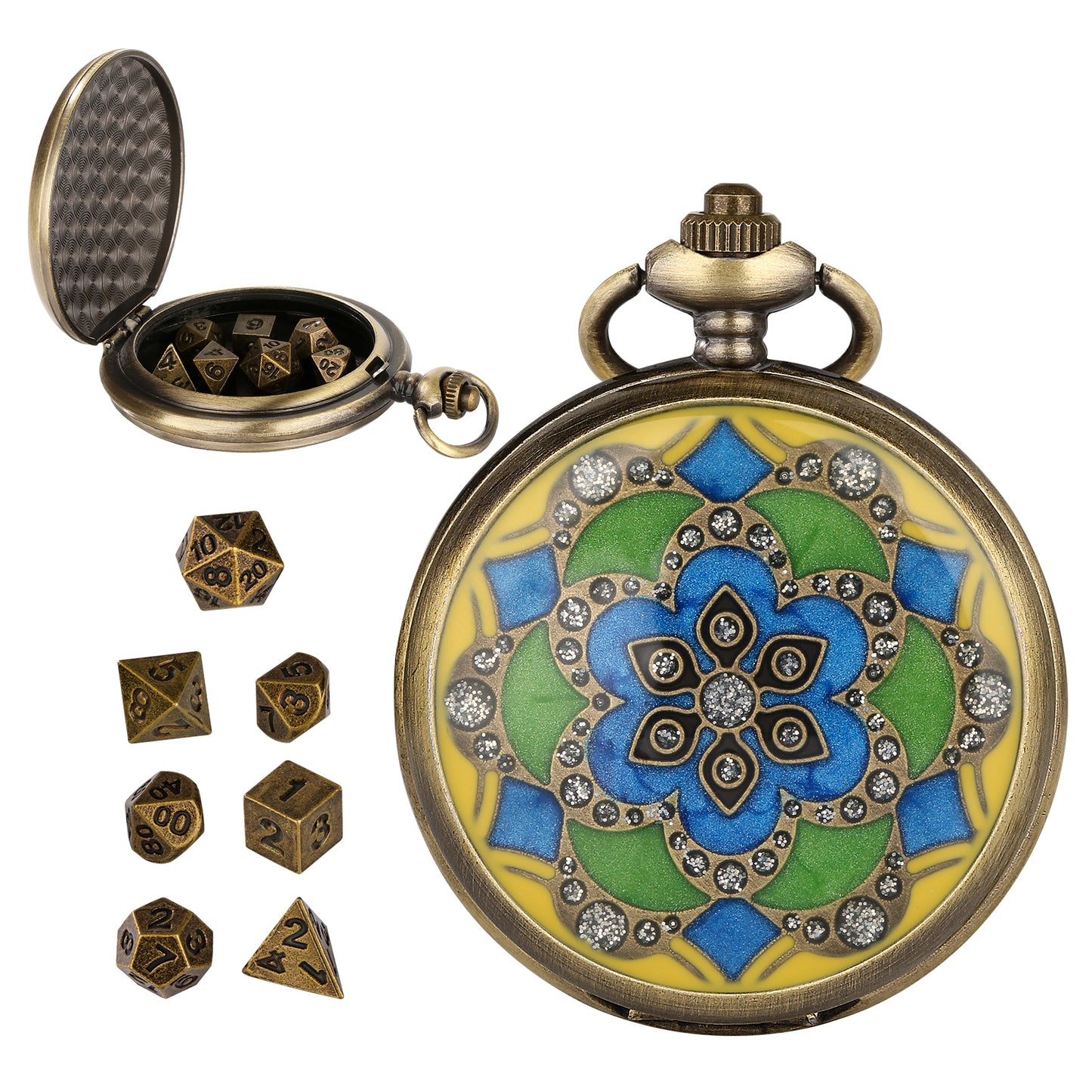 DIEACE D&D Enamel Pocket Watch Metal Dice Set