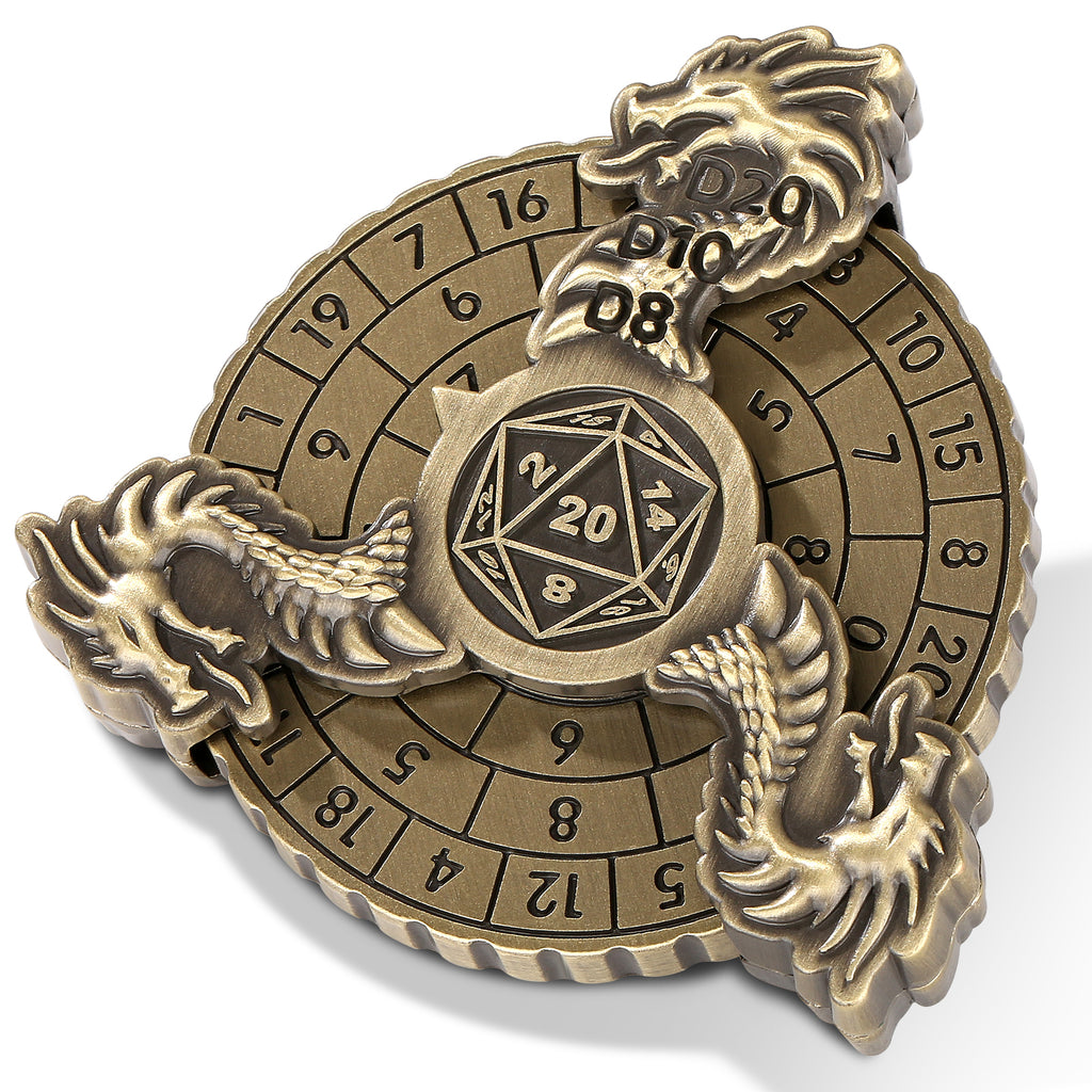 DIEACE D&D Dragon Head Fidget Spinner Metal Dice Set  7-in-1