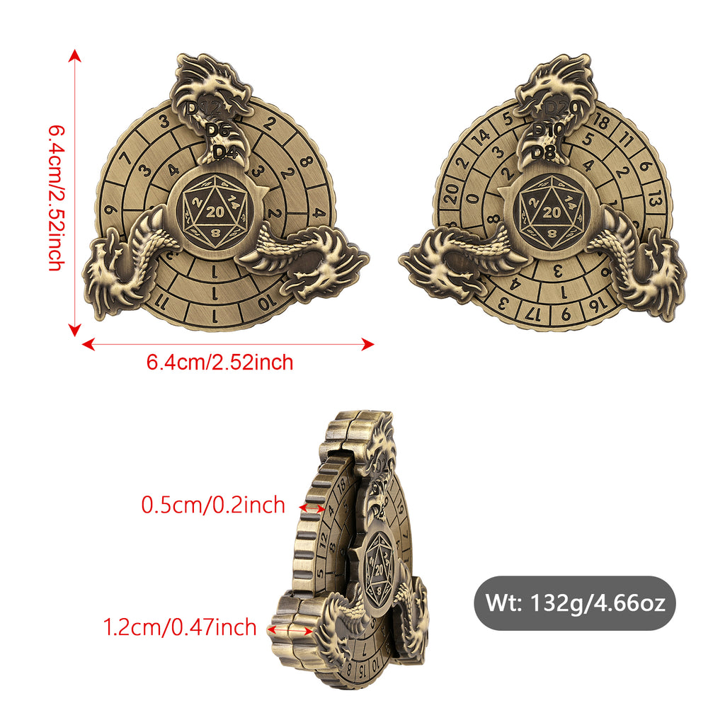 DIEACE D&D Dragon Head Fidget Spinner Metal Dice Set  7-in-1