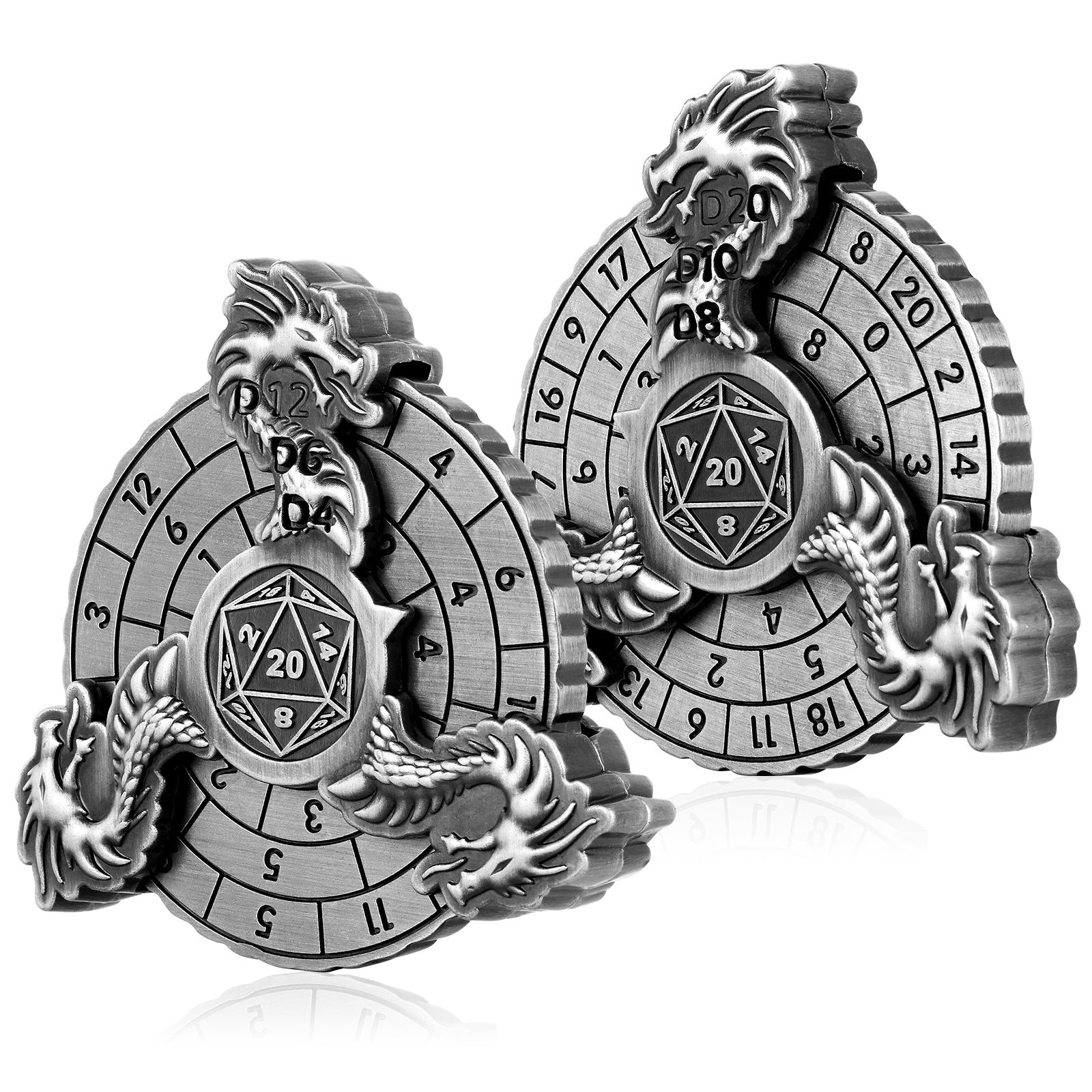 DIEACE D&D Dragon Head Fidget Spinner Metal Dice Set  7-in-1