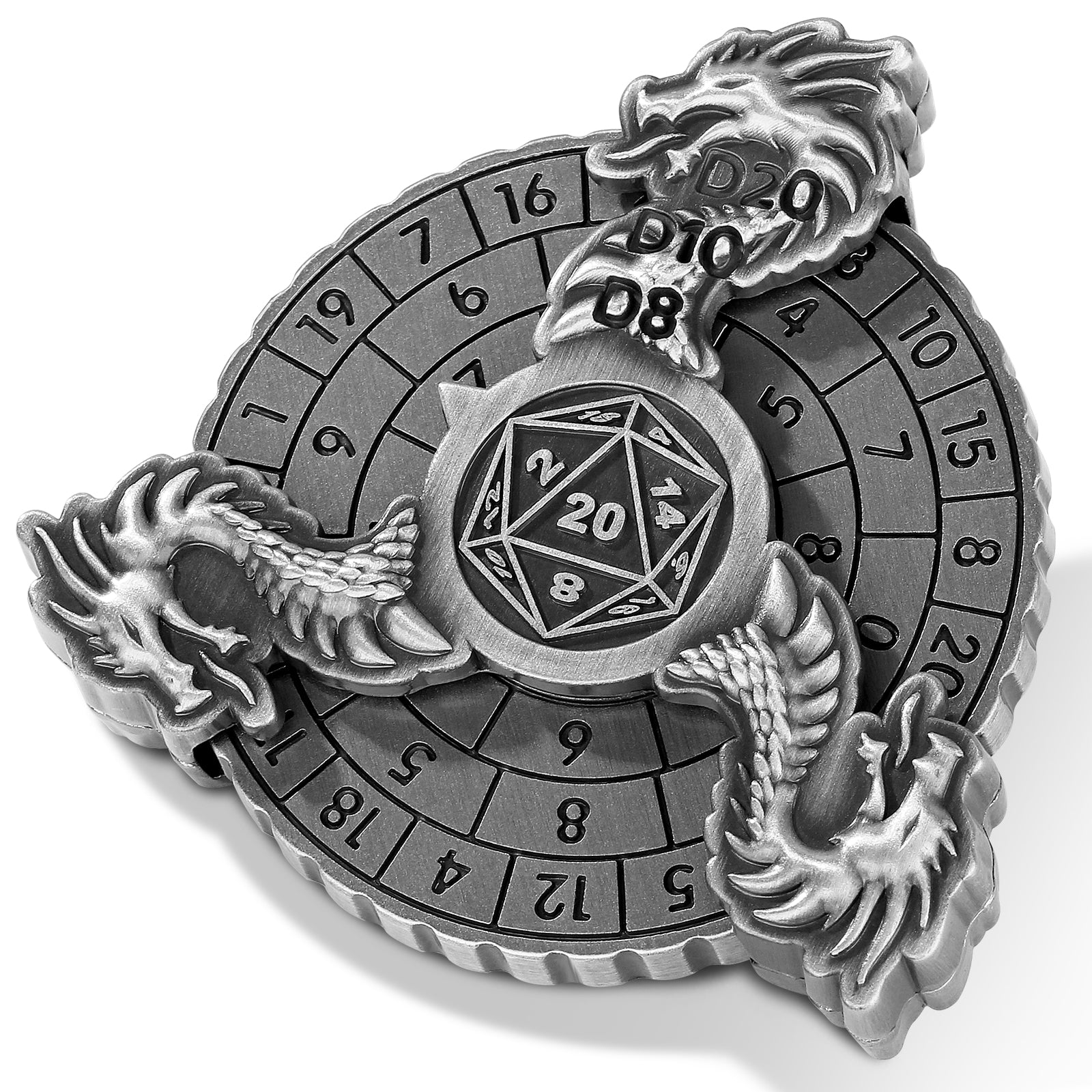 DIEACE D&D Dragon Head Fidget Spinner Metal Dice Set  7-in-1