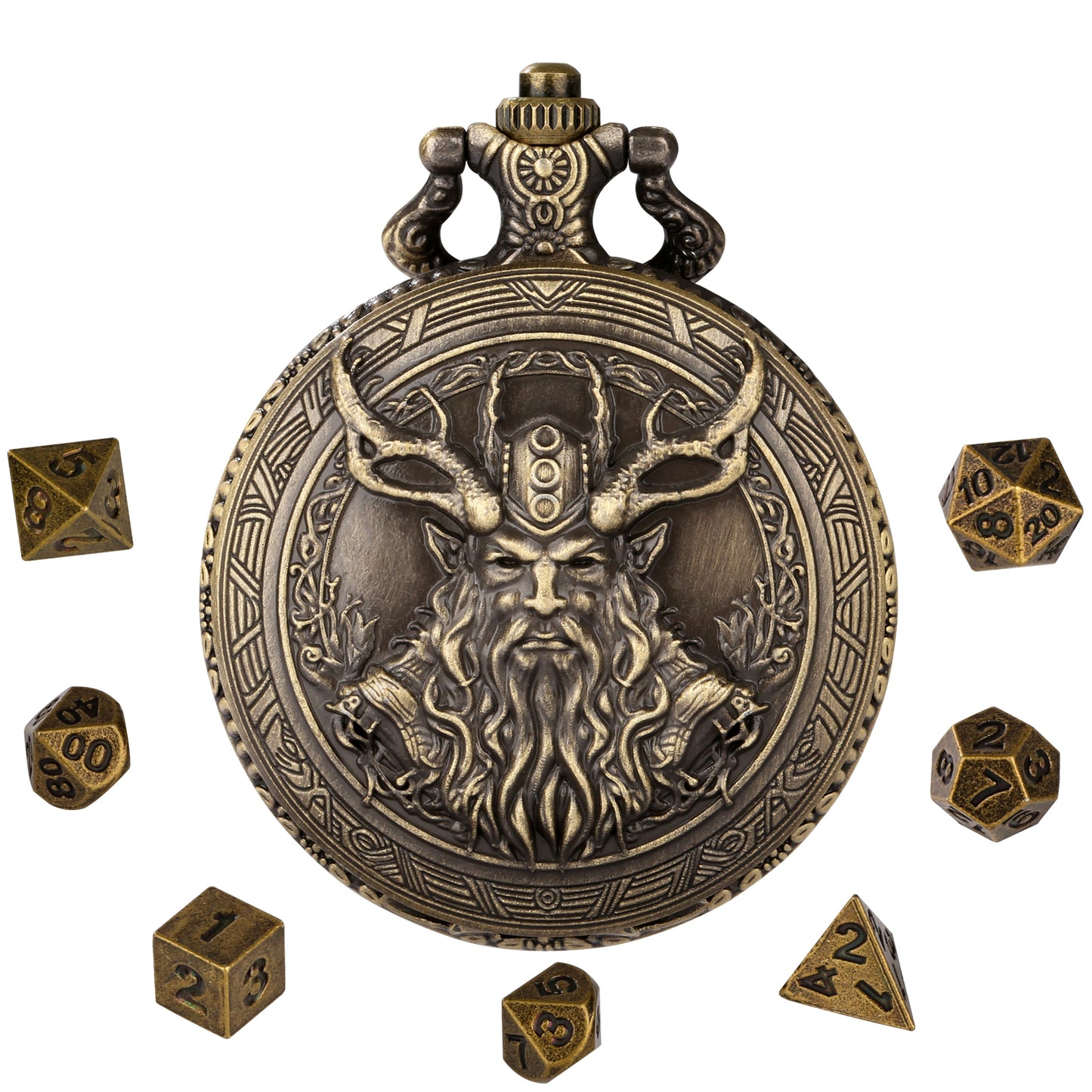 DIEACE D&D Druid Metal Pocket Watch Dice Set