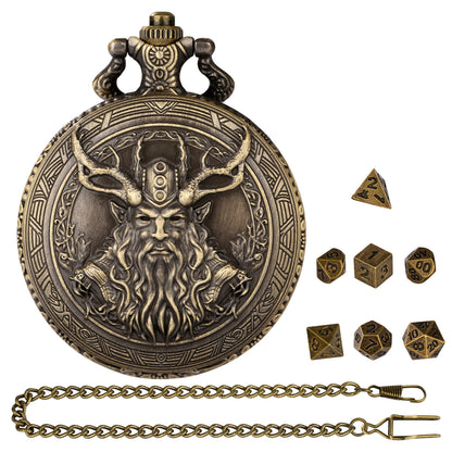DIEACE D&D Druid Metal Pocket Watch Dice Set