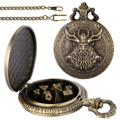 DIEACE D&D Druid Metal Pocket Watch Dice Set