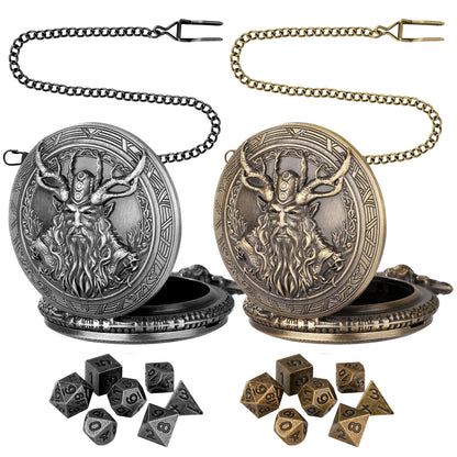 DIEACE D&D Druid Metal Pocket Watch Dice Set