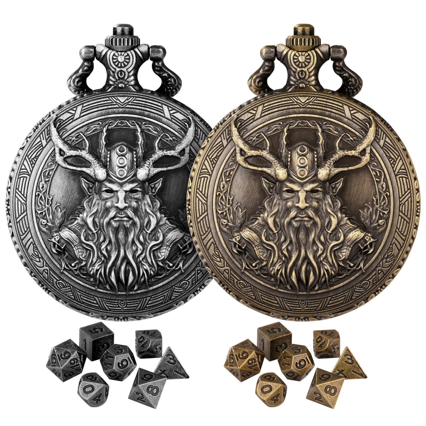 DIEACE D&D Druid Metal Pocket Watch Dice Set