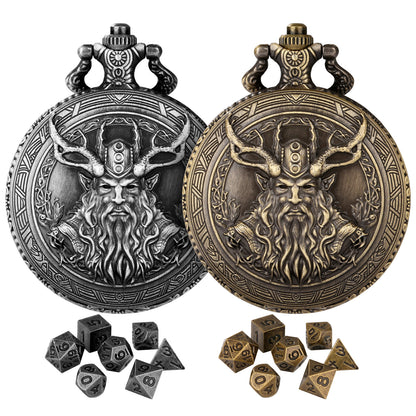 DIEACE D&D Druid Metal Pocket Watch Dice Set