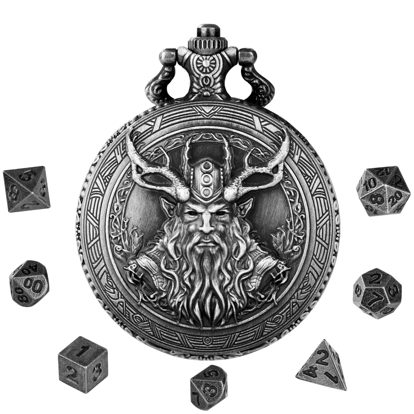 DIEACE D&D Druid Metal Pocket Watch Dice Set