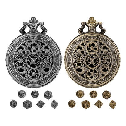 DIEACE D&D Five-Ring Gear Pocket Watch Metal Dice Set