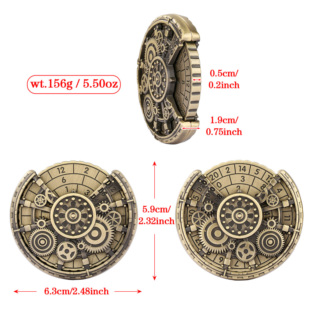 DIEACE D&D Destiny Gear Metal Spinner Dice - 7 in 1
