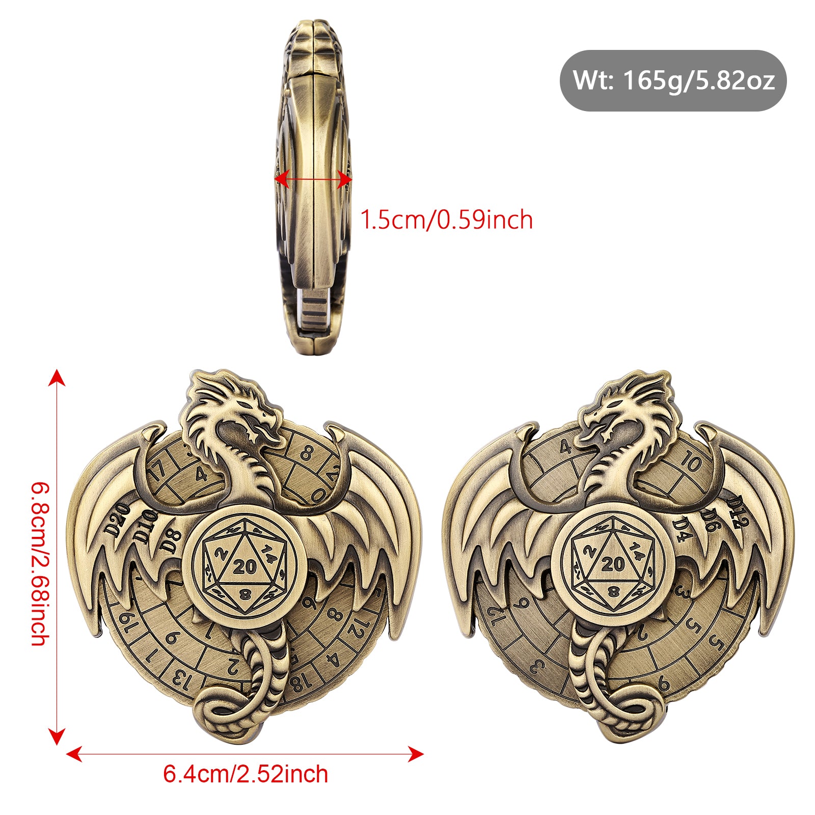 DIEACE D&D Wyvern Fidget Spinner Metal Dice Set  7-in-1