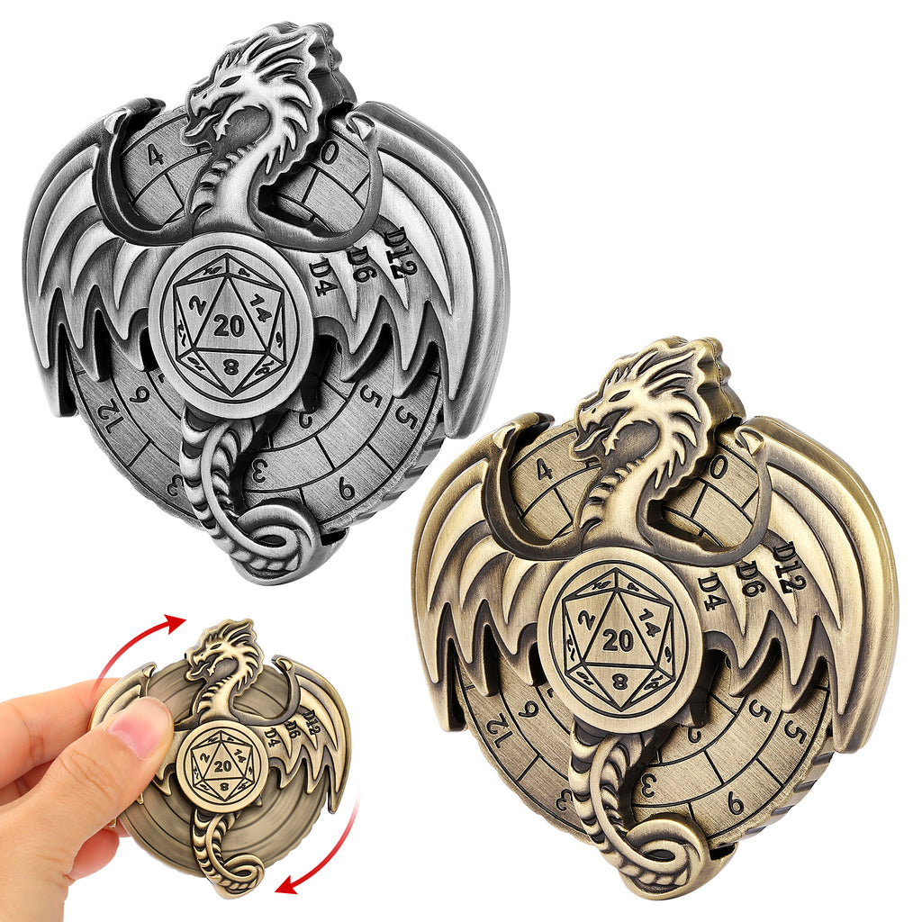 DIEACE D&D Wyvern Fidget Spinner Metal Dice Set  7-in-1