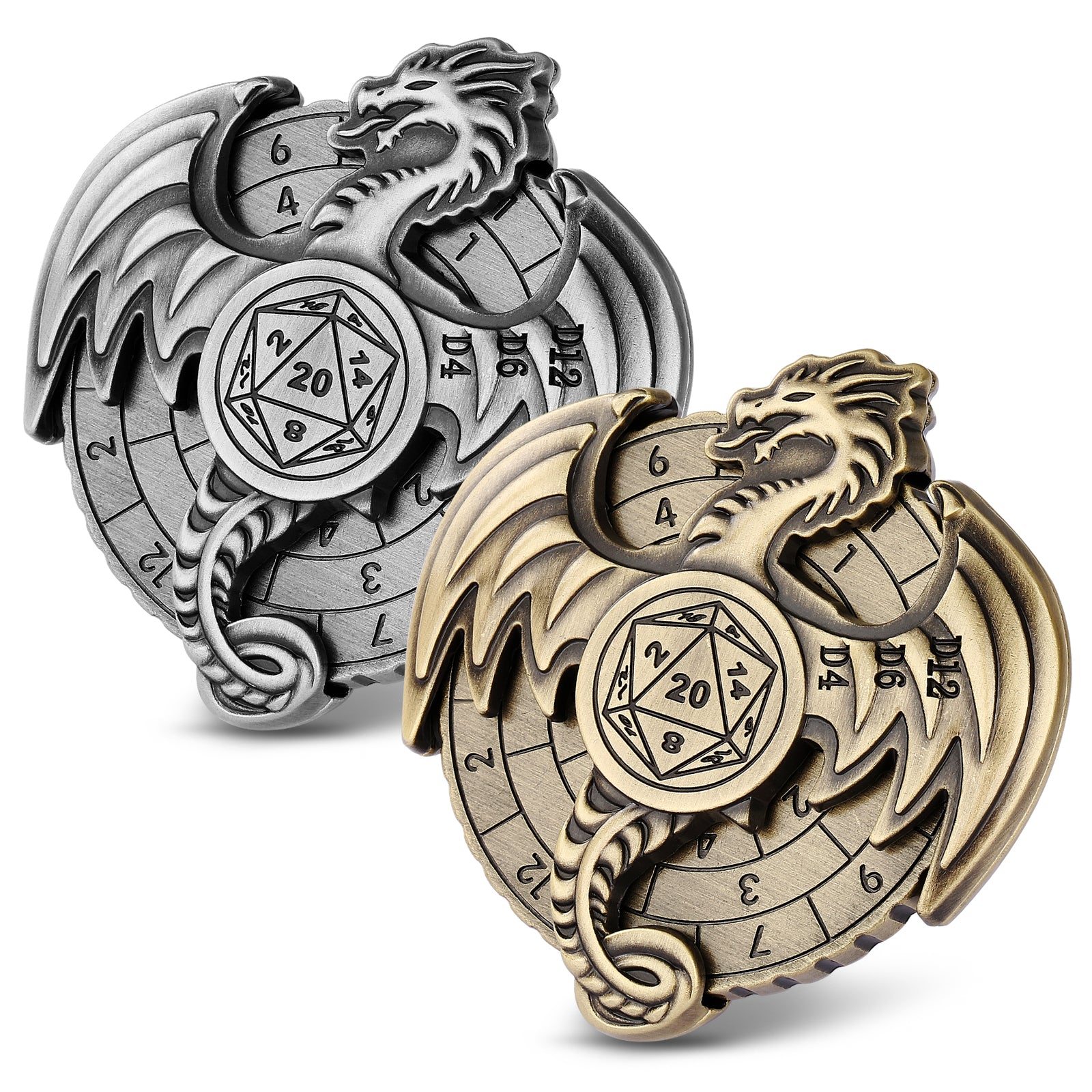 DIEACE D&D Wyvern Fidget Spinner Metal Dice Set  7-in-1
