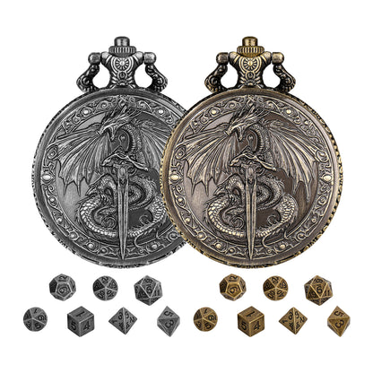 DIEACE D&D Longsword Pocket Watch Metal Dice Set