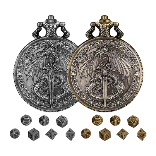 DIEACE D&D Longsword Pocket Watch Metal Dice Set