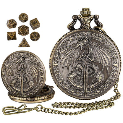 DIEACE D&D Longsword Pocket Watch Metal Dice Set