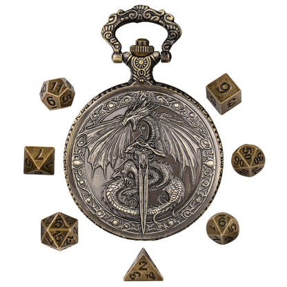 DIEACE D&D Longsword Pocket Watch Metal Dice Set
