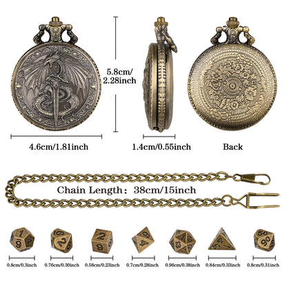 DIEACE D&D Longsword Pocket Watch Metal Dice Set