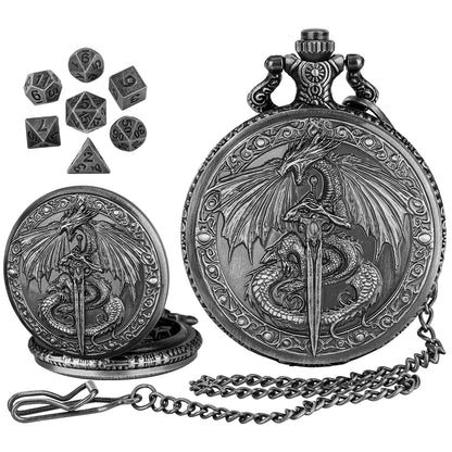 DIEACE D&D Longsword Pocket Watch Metal Dice Set