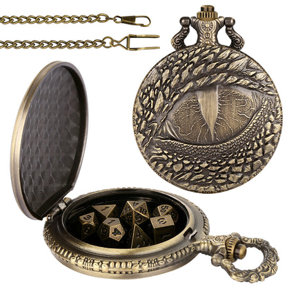 DIEACE D&D Dragon Eye Metal Pocket Watch Dice Set