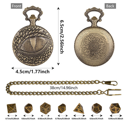 DIEACE D&D Dragon Eye Metal Pocket Watch Dice Set