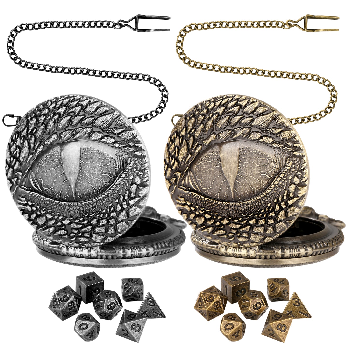 DIEACE D&D Dragon Eye Metal Pocket Watch Dice Set