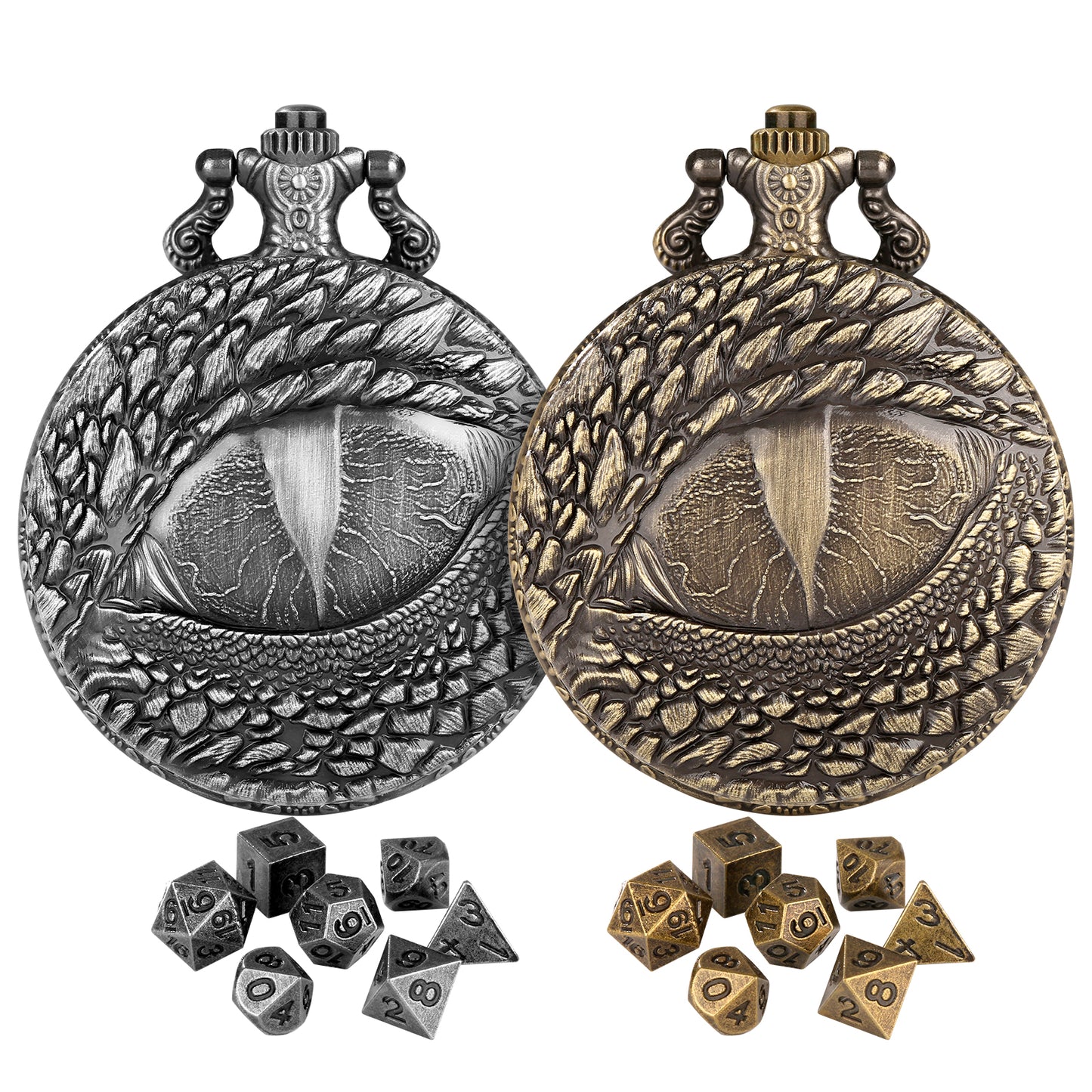 DIEACE D&D Dragon Eye Metal Pocket Watch Dice Set