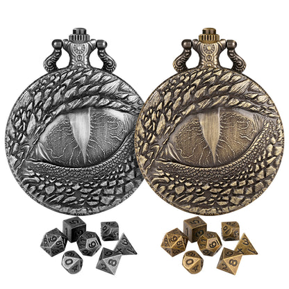 DIEACE D&D Dragon Eye Metal Pocket Watch Dice Set