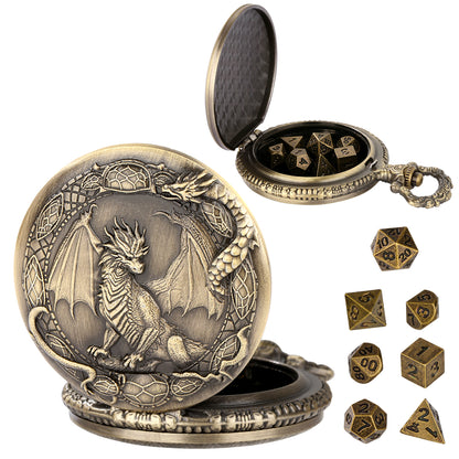DIEACE D&D Classic Metal Pocket Watch Dice Set