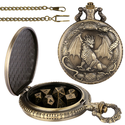 DIEACE D&D Classic Metal Pocket Watch Dice Set