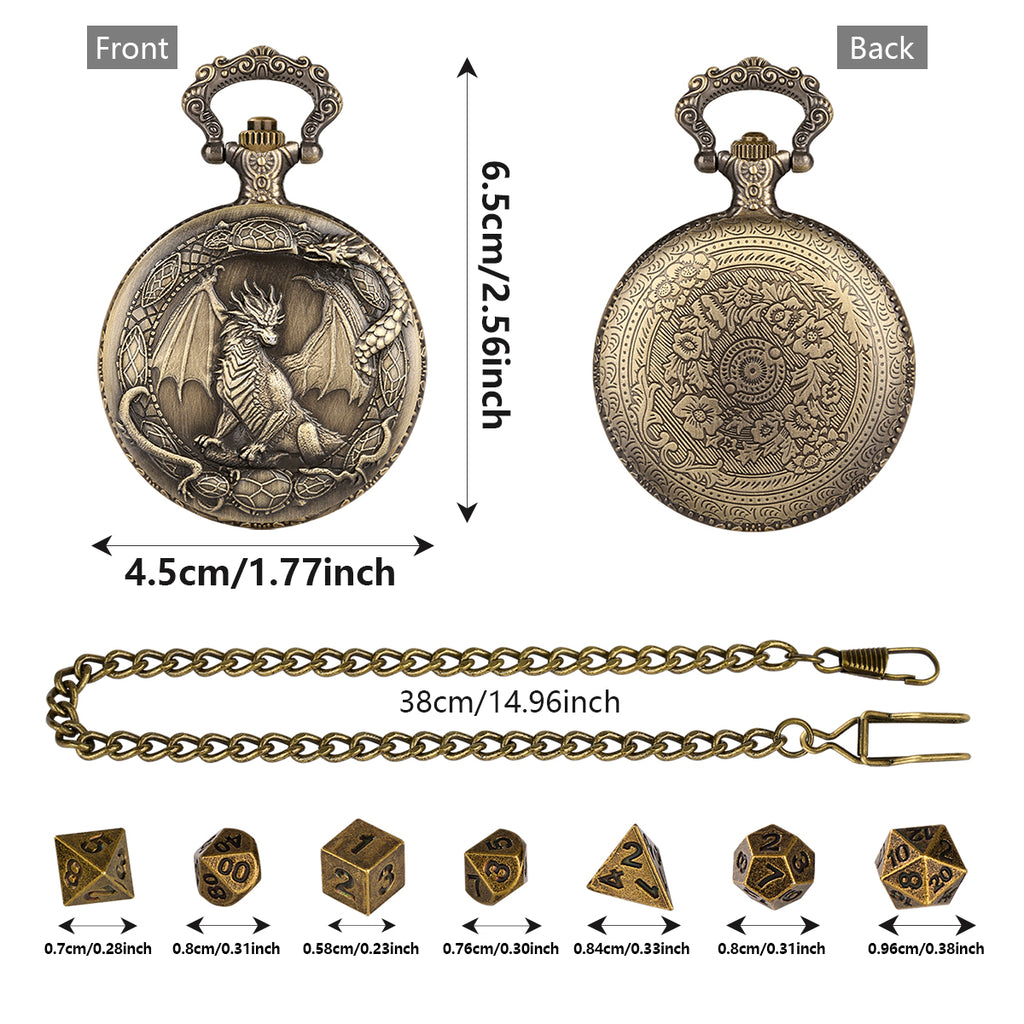 DIEACE D&D Classic Metal Pocket Watch Dice Set