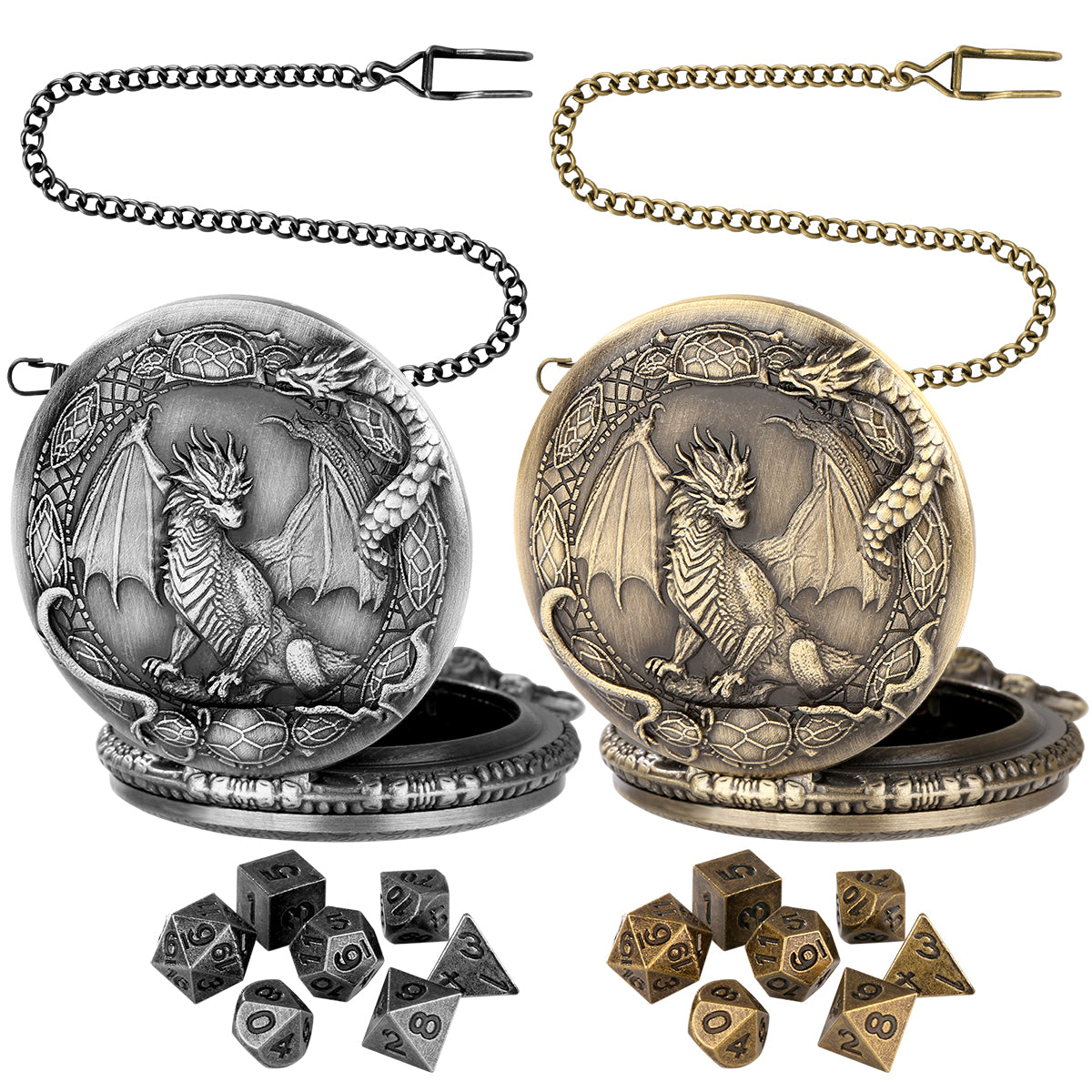 DIEACE D&D Classic Metal Pocket Watch Dice Set