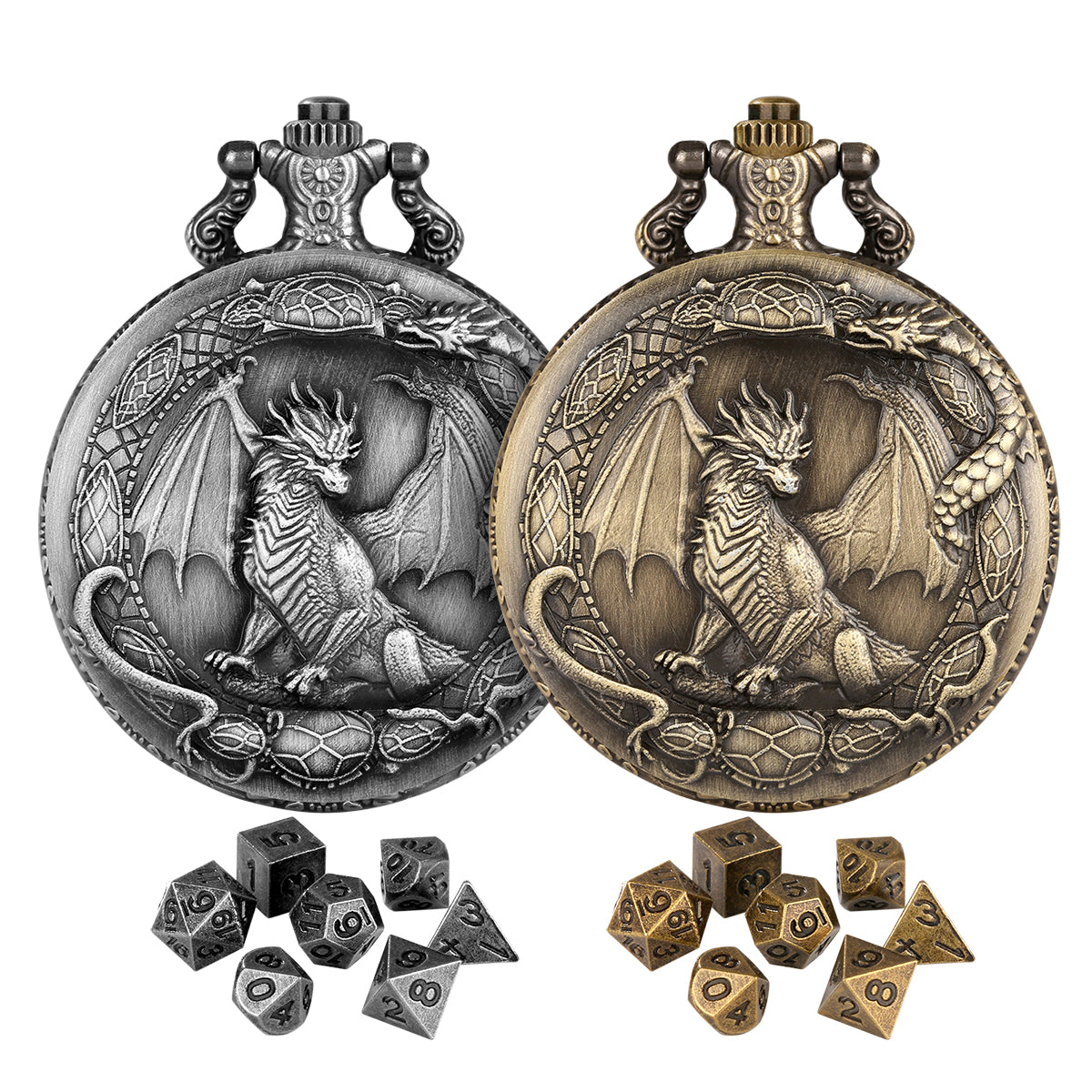 DIEACE D&D Classic Metal Pocket Watch Dice Set