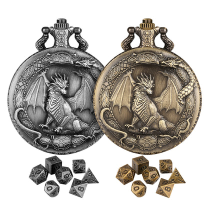 DIEACE D&D Classic Metal Pocket Watch Dice Set