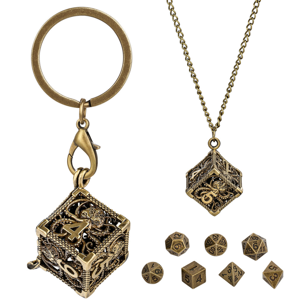 DIEACE C&C Octopus Keychain Metal Dice Set