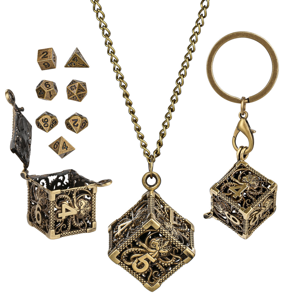 DIEACE C&C Octopus Keychain Metal Dice Set