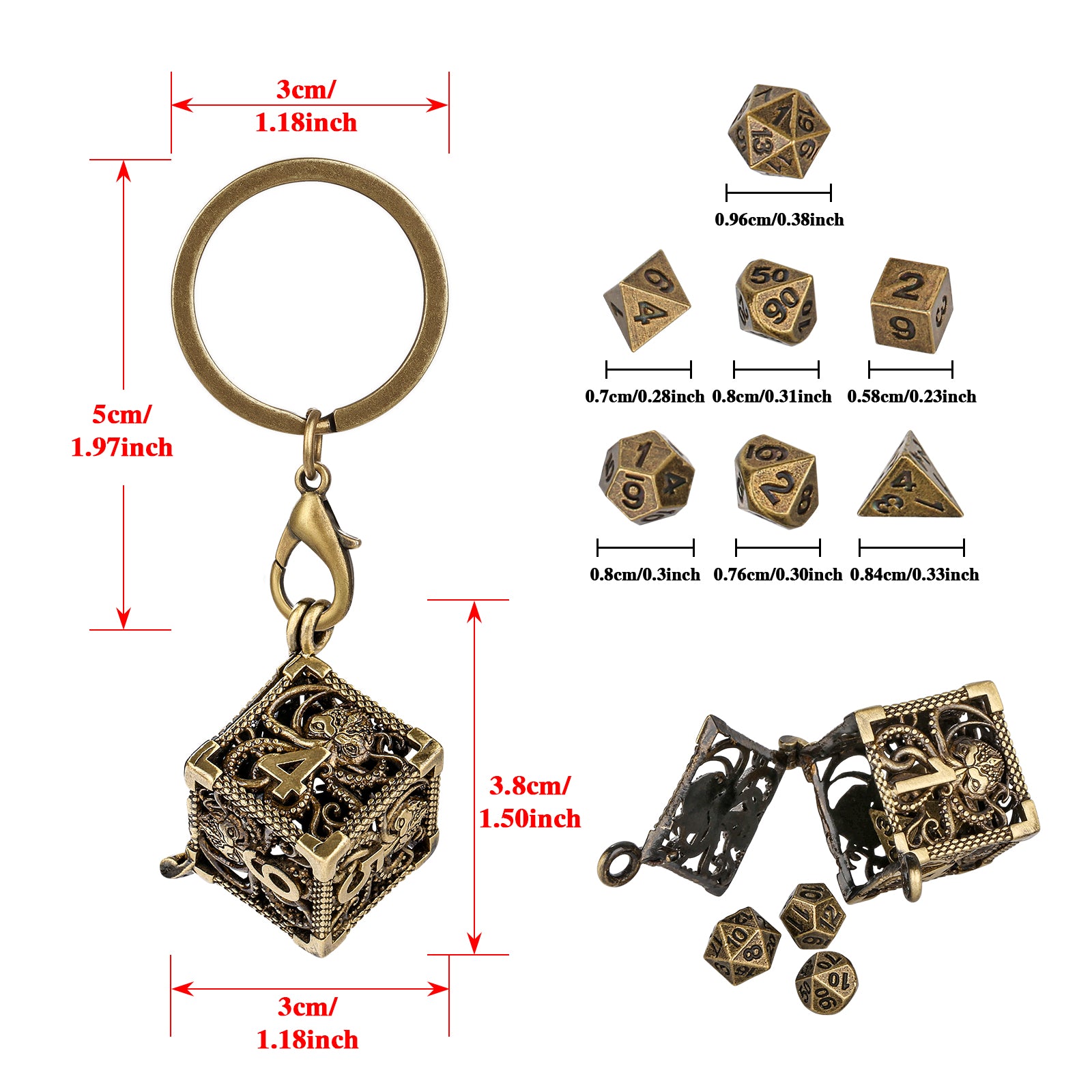 DIEACE C&C Octopus Keychain Metal Dice Set