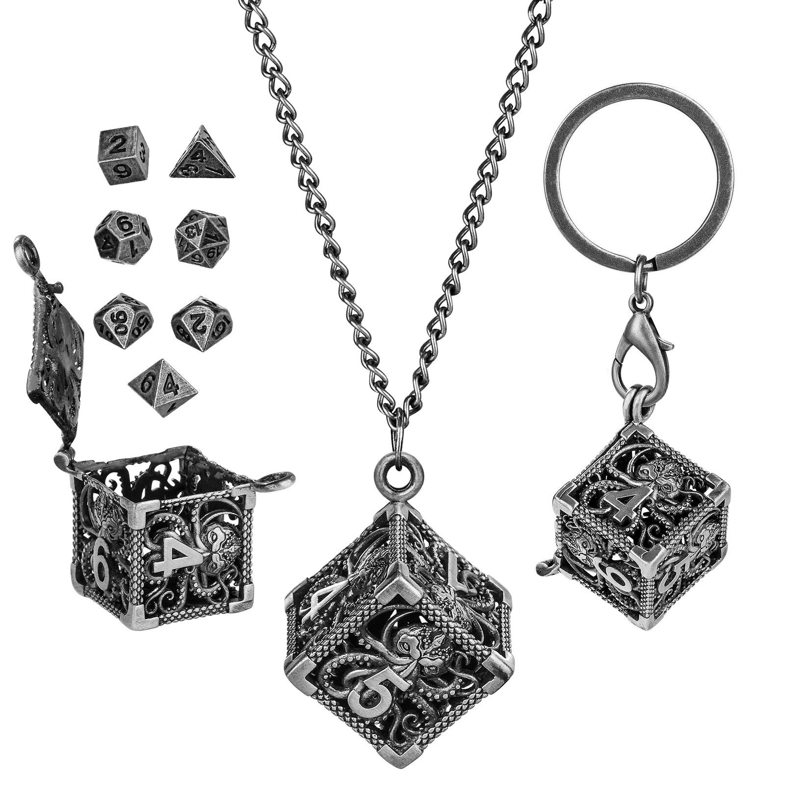 DIEACE C&C Octopus Keychain Metal Dice Set